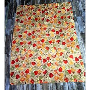 Food Network Tablecloth Gold Rectangular Fall Autumn Leaf Harvest 69x50